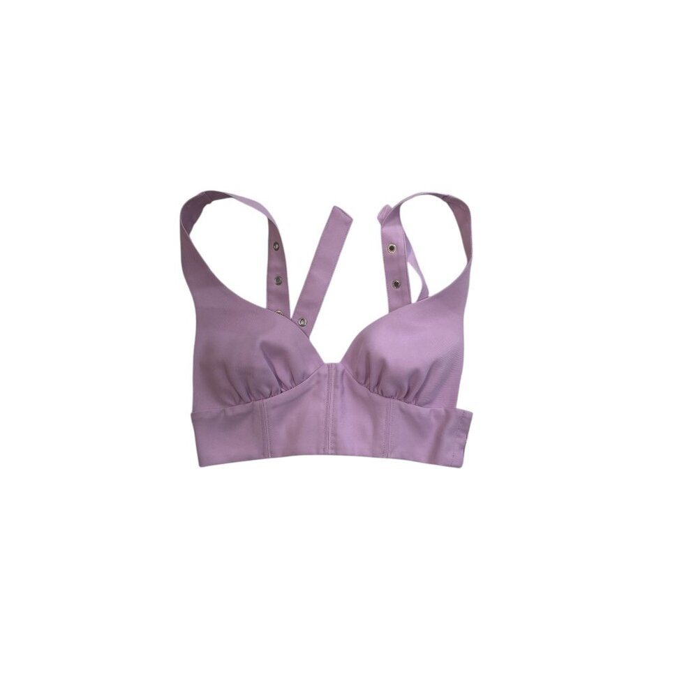 For Love & Lemons Womens Light Purple Cropped Bustier Top XS Adjustable Straps